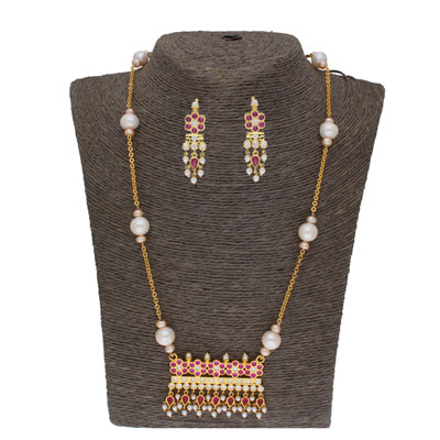 "Raksha 1 Line Round Pearl Necklaces - JPFEB-22-220 - Click here to View more details about this Product